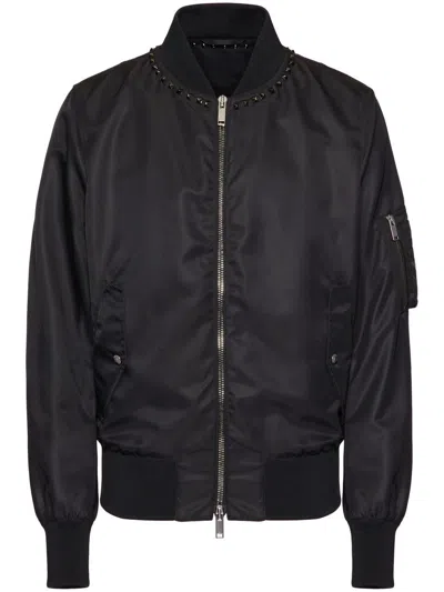 Valentino Garavani Black Nylon Bomber Jacket