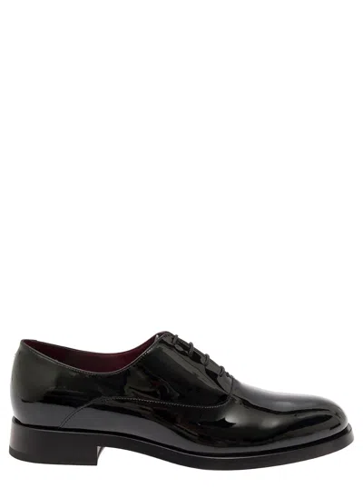 Valentino Garavani Black Oxford Shoes In Leather Man In Multicolor