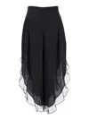 Valentino Garavani Black Pants With Rear Zip Closure And Ruched Details In Silk Woman In Multicolor
