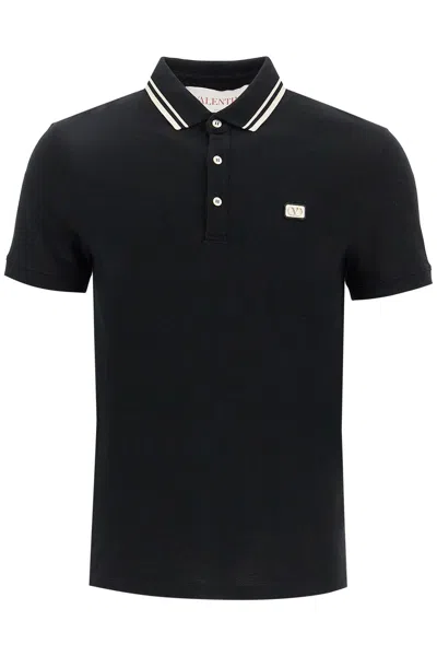 Valentino Garavani Black Piquet Polo Shirt