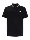 Valentino Garavani Black Polo Shirt With Classic Bicolor Collar And Logo Patch On The Front In Cotto In Black