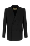 Valentino Tailored Double-breasted Polyester Blend Jacket In Black