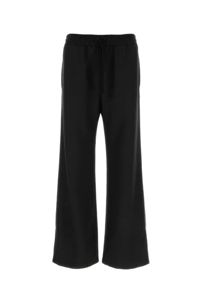 Valentino Wide Leg Polyester Trousers Back Pocket In Black