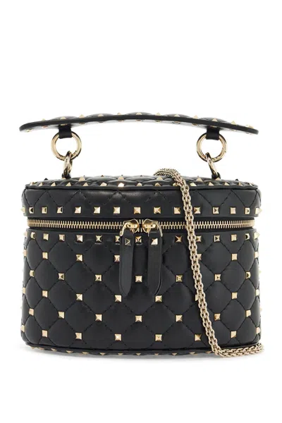 Valentino Garavani Black Quilted Leather Cylindrical Vanity Bag With Chain Women
