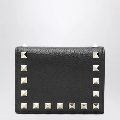 Valentino Garavani Black Rockstud Leather Wallet