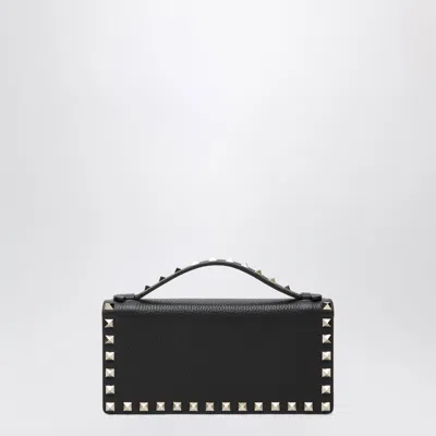 Valentino Garavani Black Rockstud Leather Wallet With Chain