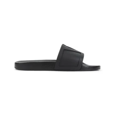 Valentino Garavani Black Rubber Pool Slide Coolside Slippers
