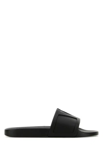 Valentino Garavani Viva Superstar Rubber Slippers Flat Sole In Black