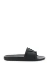 Valentino Garavani Black Sandals With Vlogo Detail On The Front In Tech Fabric Man In Multicolor