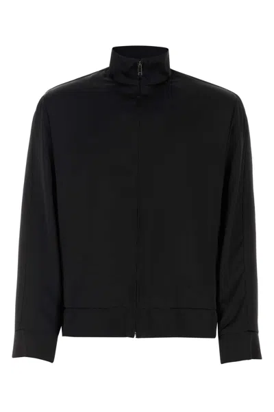 Valentino Satin Neck Sweatshirt With Zip Pockets In Black