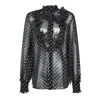 Valentino Garavani Polka Dot Tulle Bib Button-up Shirt