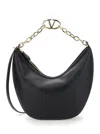 Valentino Textured Leather Hobo Bag With Jewelled Chain In Black