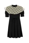 Valentino Silk Mini Dress With Pleated Skirt And Polka Dot Collar In Multi