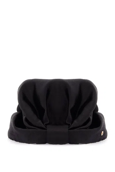 Valentino Garavani Black Silk Turban With Golden Details And V Logo Women