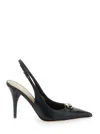 Valentino Garavani Black Slingback Pumps With Vlogo Detail In Leather Woman In Multicolor