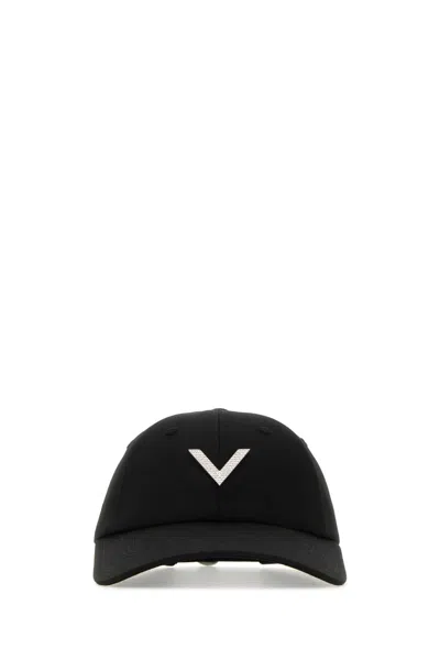 VALENTINO GARAVANI VALENTINO GARAVANI BLACK STRETCH COTTON BASEBALL CAP