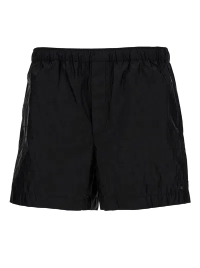 Valentino Garavani Black Swim Shorts In Toile Iconographe Man In Multicolor