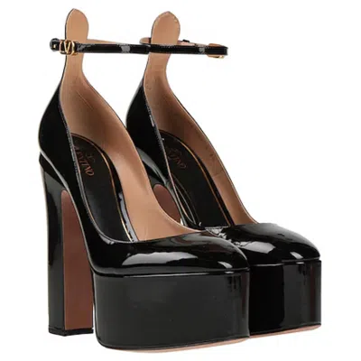 Pre-owned Valentino Garavani Black Tan-go Patent Leather Platform Pumps It 38 155mm