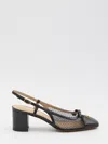 Valentino Garavani Valet Du Roi Slingback Pump In Mesh And Kidskin 60mm Woman Black 41.5 In Black
