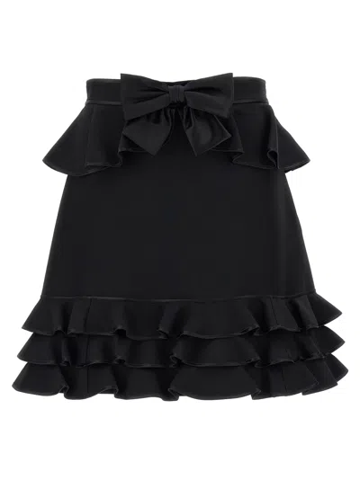 Valentino Garavani Black Virgin Wool Long Women's Skirt