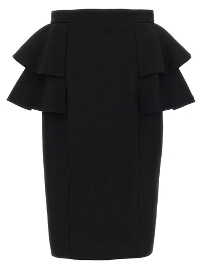 Valentino Garavani Ruffled Virgin Wool Skirt In Black