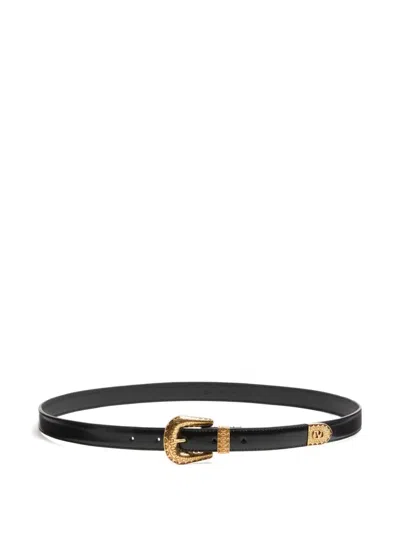 Valentino Garavani Black Vlogo Signature Belt In Polished Calfskin