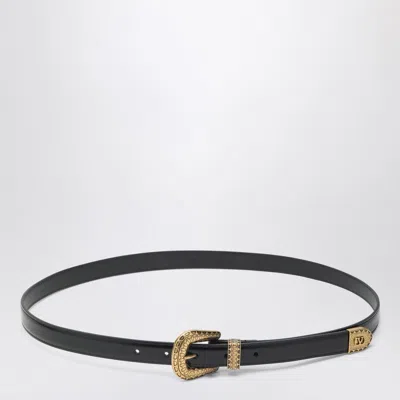 Valentino Garavani Black Vlogo Signature Belt In Polished Calfskin Men
