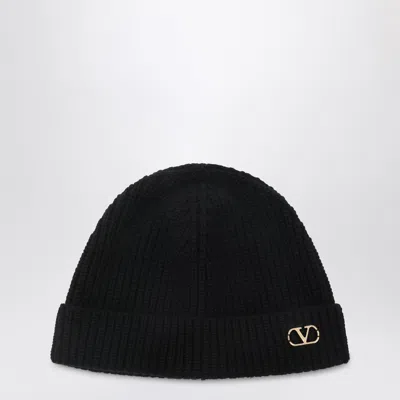 Valentino Garavani Black Vlogo Signature Cashmere Beanie