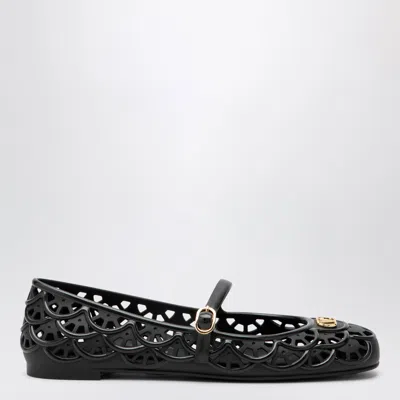 Valentino Garavani Black Vlogo Signature Rubber Ballet Flats