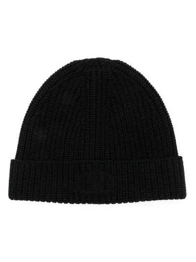 Valentino Garavani Black Wool Beanie Hat