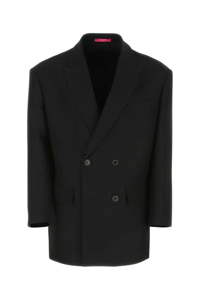 Valentino Double-breasted Blazer In Black