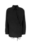 Valentino Garavani Wool-mohair-silk Button-front Shirt For Women In Black