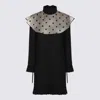 Valentino Black Wool Mini Dress In Nero/betulla