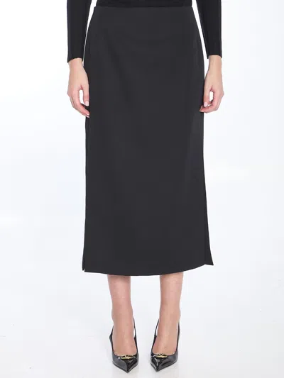 Valentino Garavani Black Wool Skirt