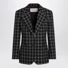 Valentino Single-breasted Chequered Blazer In Black