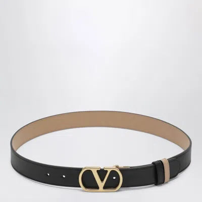 Valentino Garavani Black/pink Reversible Vlogo Signature Belt