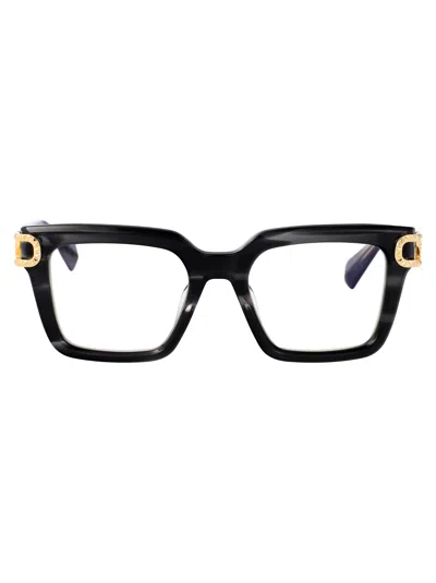 Valentino Garavani Blk-gld Acetate Glasses In Black