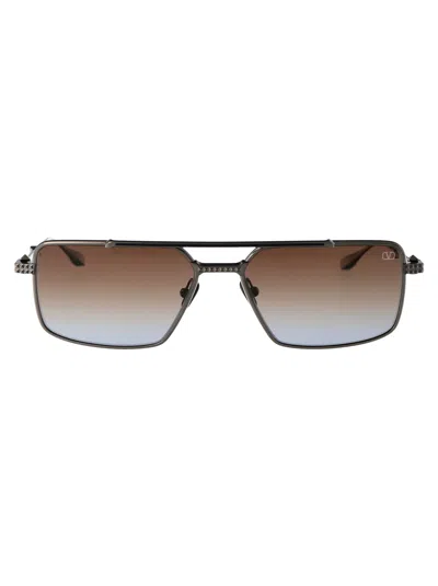 Valentino Garavani Blk Titanium Sunglasses In 111c Blk - Blu