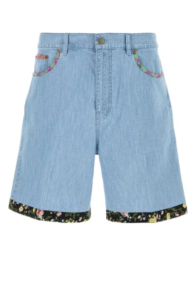 Valentino Denim Bermuda Shorts In Blue