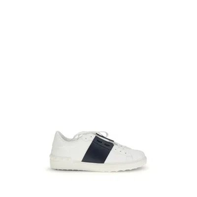 Valentino Garavani Black Calf Leather Bos Taurus Low Top Sneakers In White