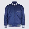 Valentino Blue Bomber Jacket In Printed Polyamide With Zip And High Collar