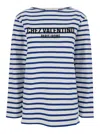 Valentino Long Sleeve Cotton T-shirt With Striped Pattern In Multicolor
