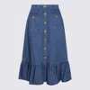 Valentino Garavani Blue Denim Cotton Skirt In Blue