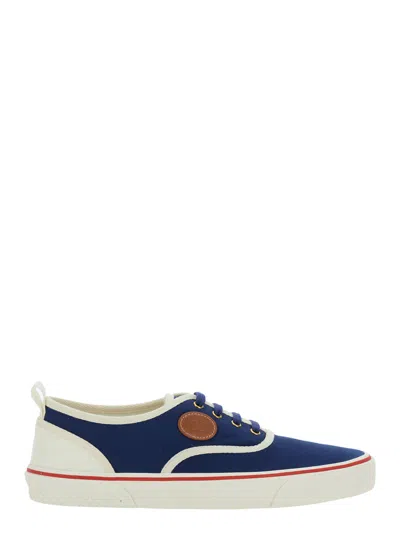 Valentino Garavani Blue Low Top Sneakers With Vlogo Patch On The Side In Cotton Man In Multicolor