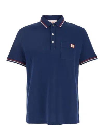 Valentino Polo Shirt Piquet Chest Pocket In Blue