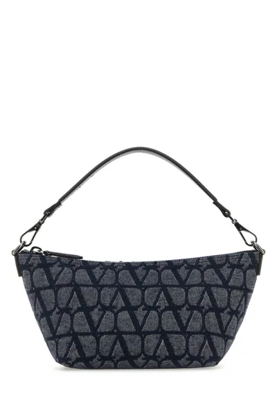 Valentino Garavani Indigo Blue Toile Iconographe Denim Crossbody Bag In Black