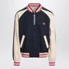 Valentino Sporty Bomber Jacket With Embroidered Details In Blue