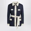 Valentino Collared Single-breasted Coat Jacket With Belted Waist In Blue