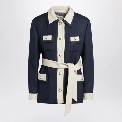 VALENTINO VALENTINO GARAVANI BLUE/IVORY JACKET WITH BELT