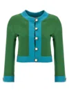 Valentino Garavani Bolero-style Blazer With Contrast Piping In Green